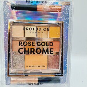 Profusion Rose Gold Glitter Chrome 13 Eyeshadow Palette Holiday Make Up Face Kit
